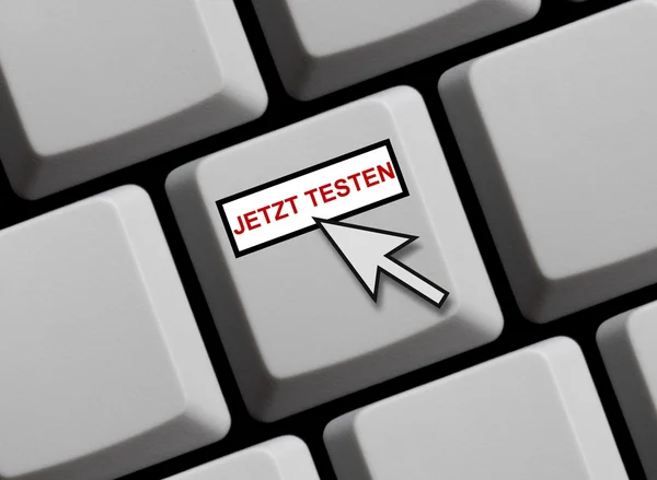 Computertastatur zeigt Test an — Stockfoto