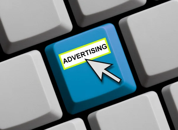 Computer Keyboard showing advertising — Stock Photo, Image