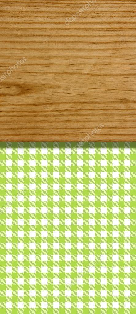 Background - light green Tablecloth with wooden board