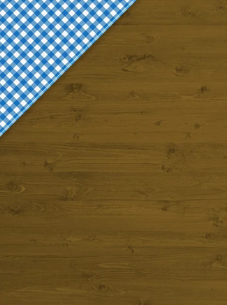 Wooden texture with blue tablecloth pattern — Stock Photo, Image