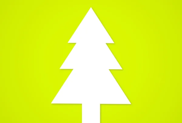 白いモミの木と黄色のクリスマス背景 — ストック写真