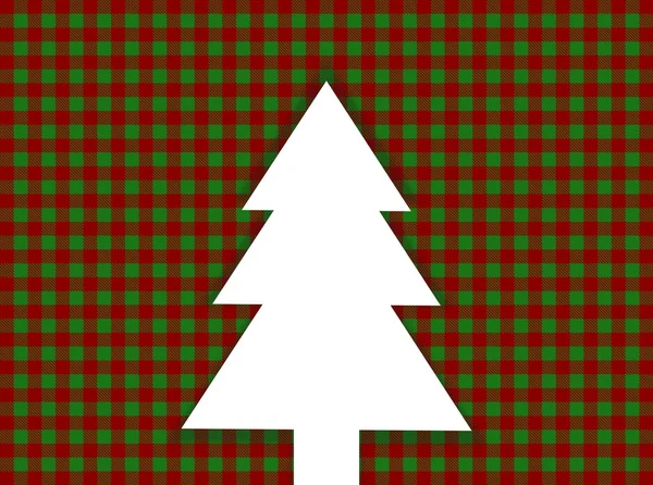 Natal fundo quadriculado verde e vermelho com abeto branco — Fotografia de Stock