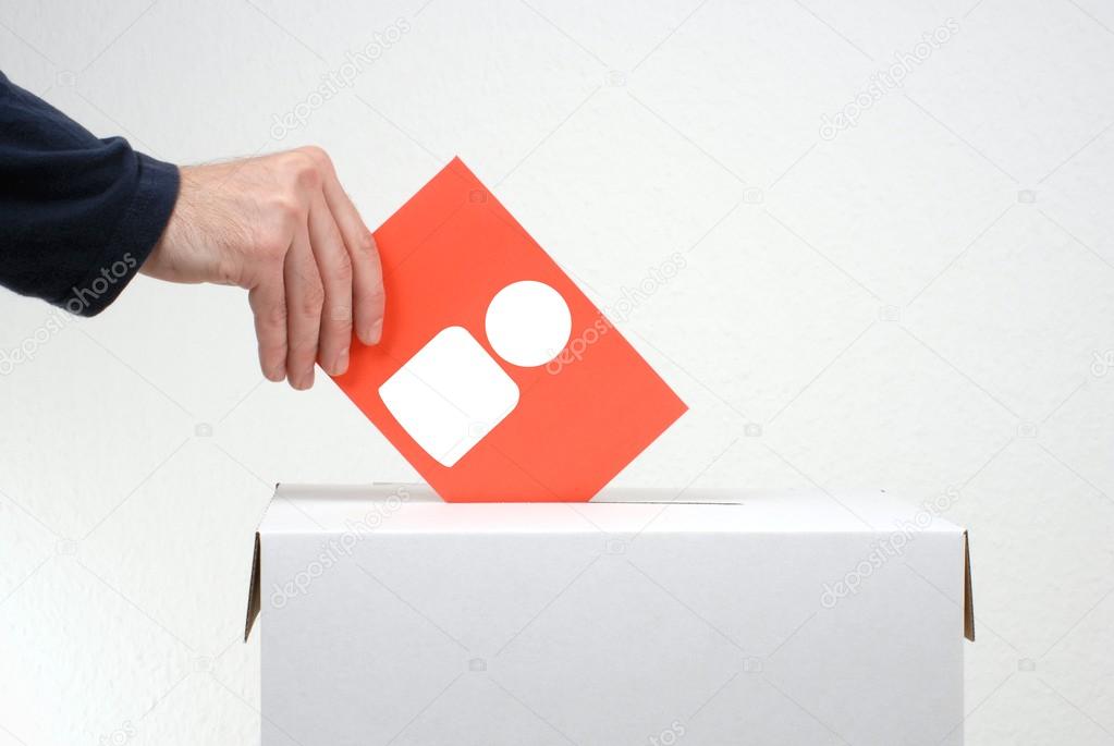 Ballot box with voting paper People Icon