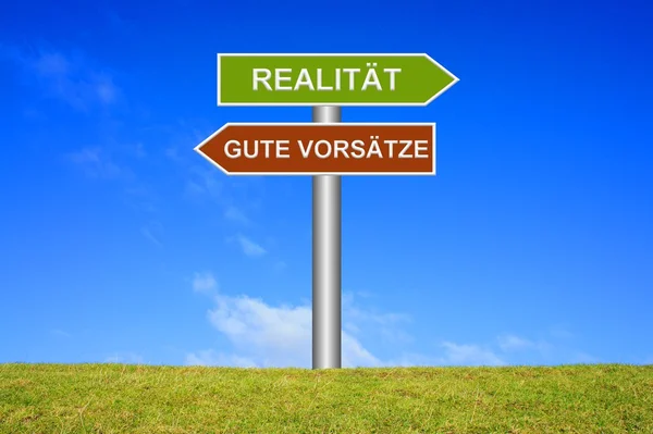 Signpost - Good headers and reality — Stock Photo, Image