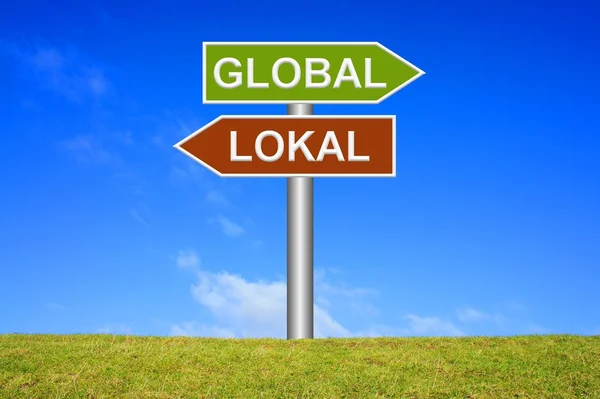 Signpost - Global ou local — Fotografia de Stock