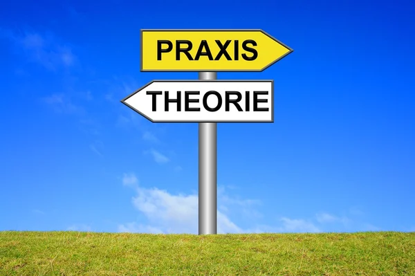 Wegweiser - Theorie oder Praxis — Stockfoto