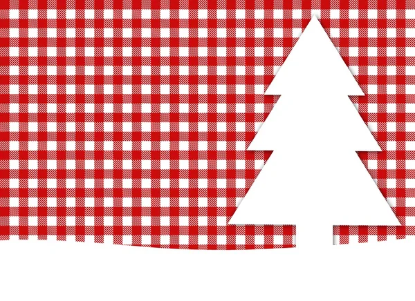 Рождественский фон - скатерть красно-белая с белой елкой — стоковое фото