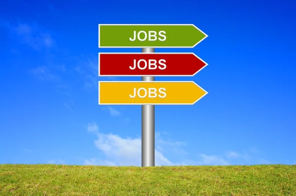Signpost Jobs Jobs Jobs — Stock Photo, Image