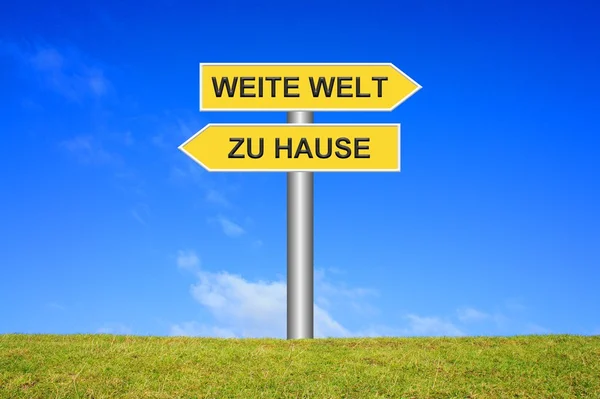Signpost at home or wide world — Stock Photo, Image