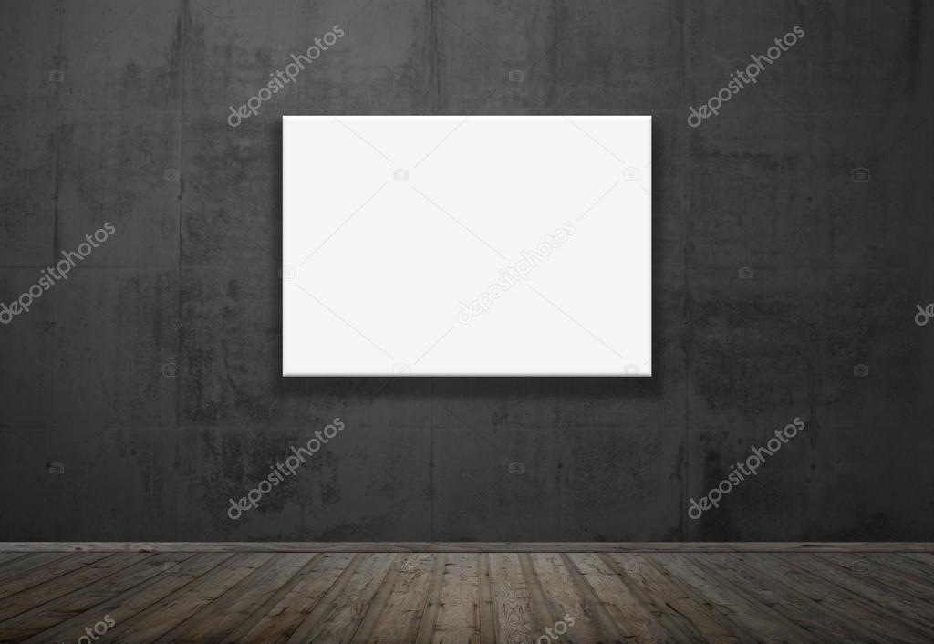 Dark room with empty picture on the wall