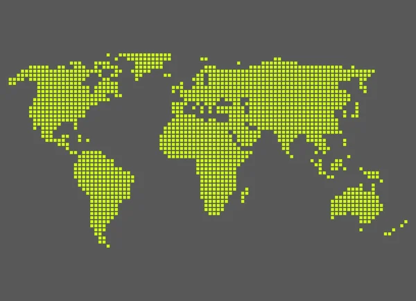 Mapa del mundo con píxeles verdes —  Fotos de Stock