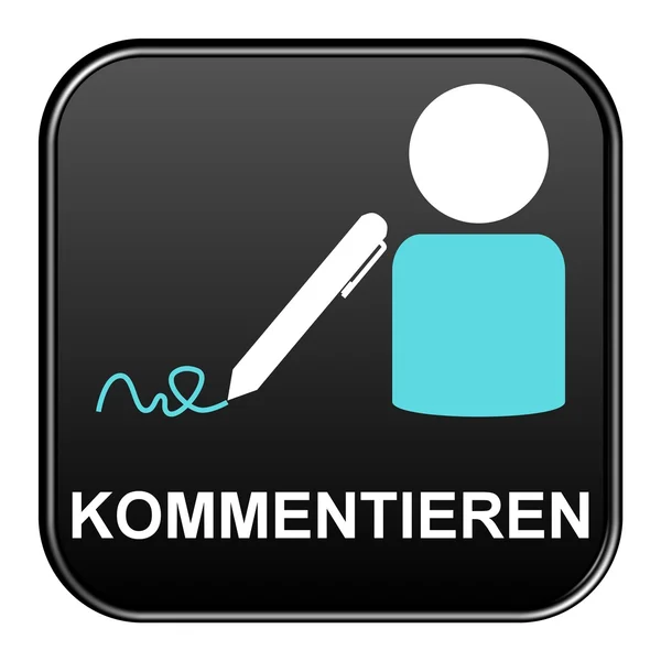Black Button showing comment german — Stock Photo, Image