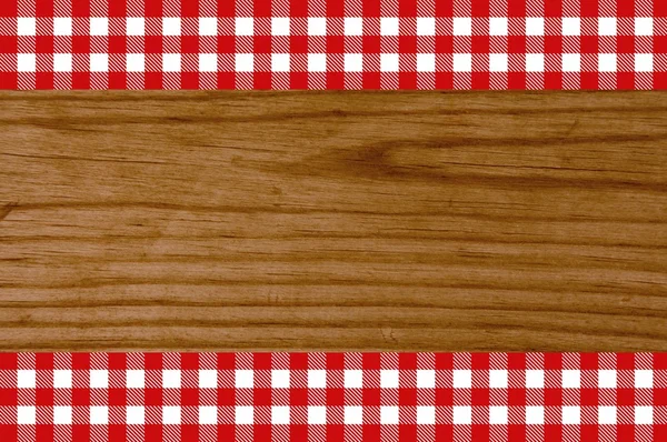 Wooden background tablecloth red white — Stock Photo, Image