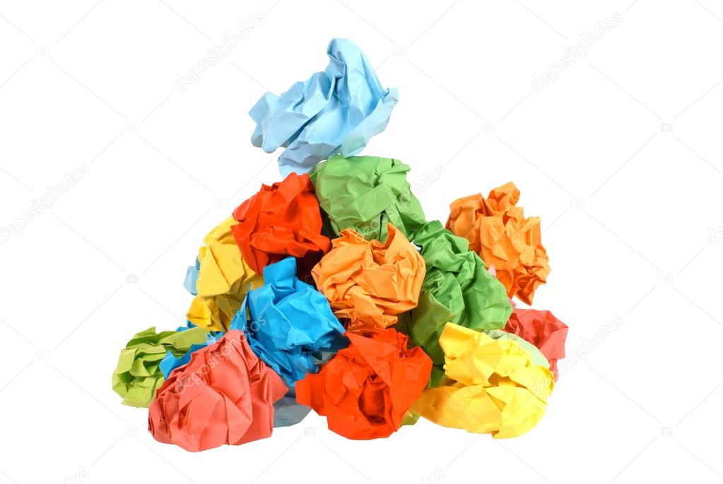 Colourful crumpled paper balls