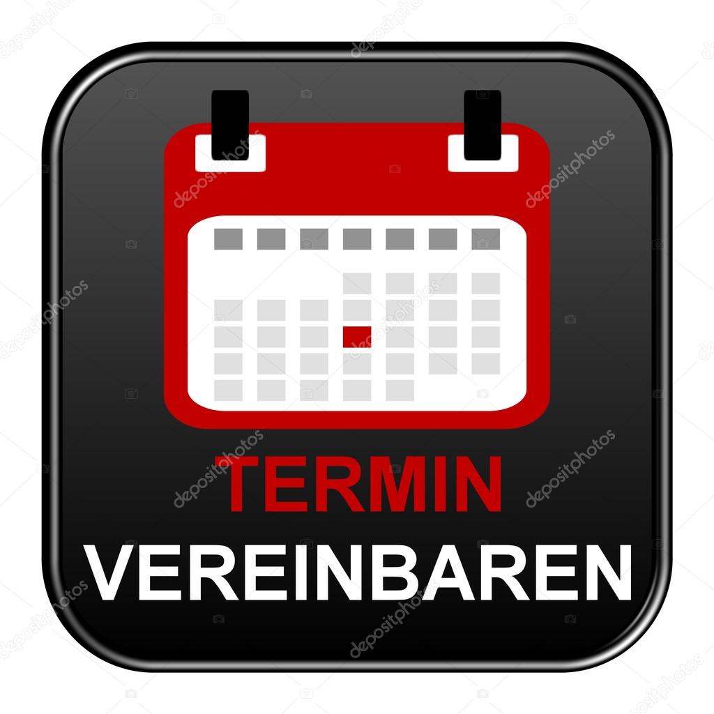 Black Button showing appointment german