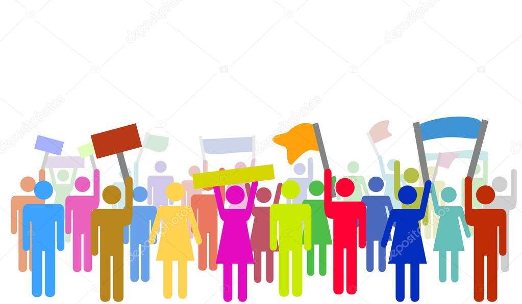 Illustration of colorful protesters
