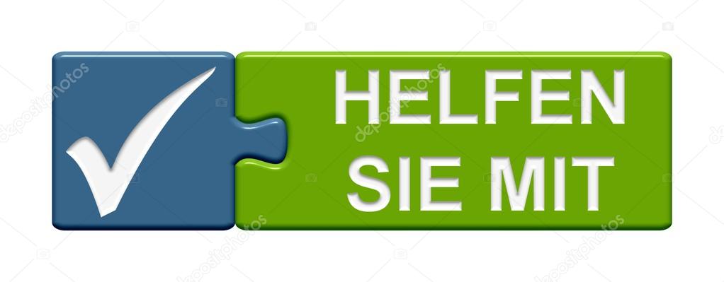 Puzzle Button showing help us german