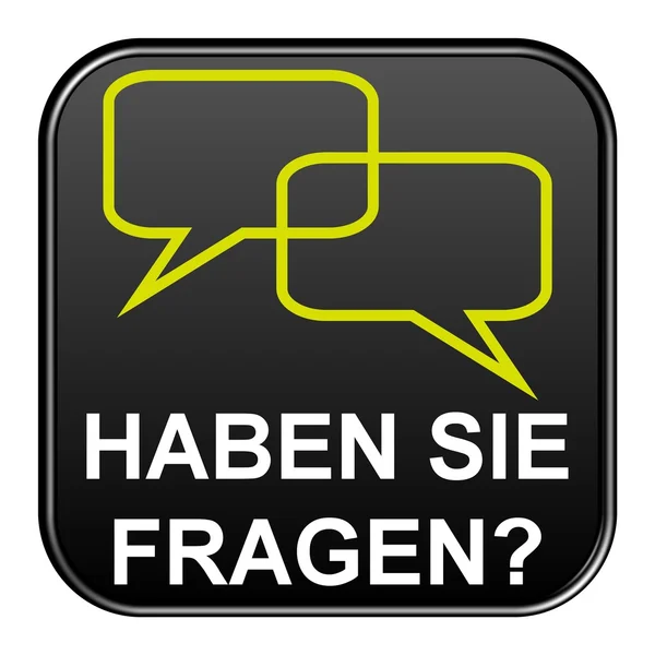 Botón Negro mostrando tienes preguntas alemán — Foto de Stock