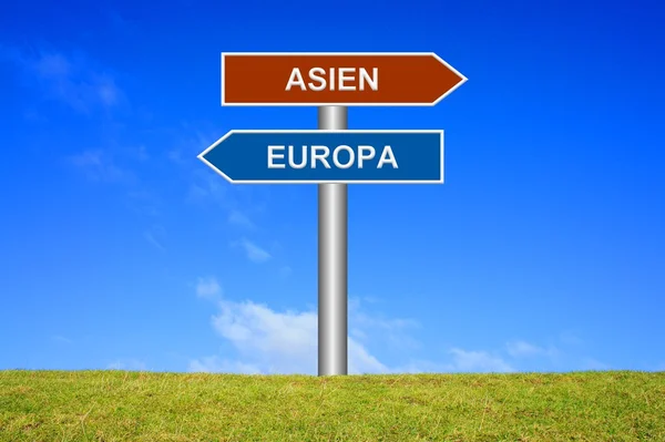 Señalización Europa o Asia —  Fotos de Stock