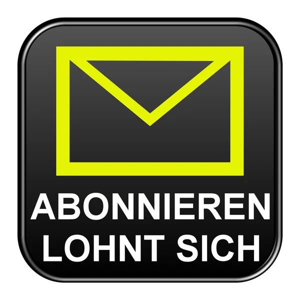 Black Button showing subscribe for newsletter german — Stock Photo, Image