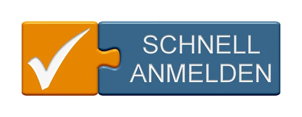 Puzzel knop Registreer u nu in Duits — Stockfoto