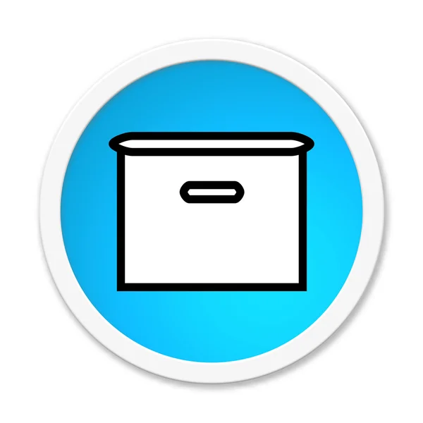 Round Button showing box — Stock Photo, Image