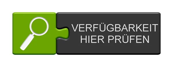 Puzzle Button check availability here in german — Stock Photo, Image