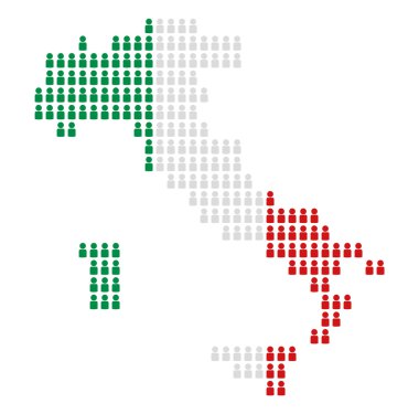 Map of Italy with icons in national colors clipart