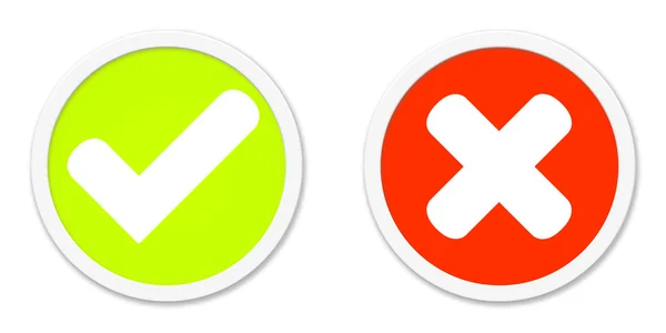 Кнопки червоний зелений погоджуватися або нi — стокове фото