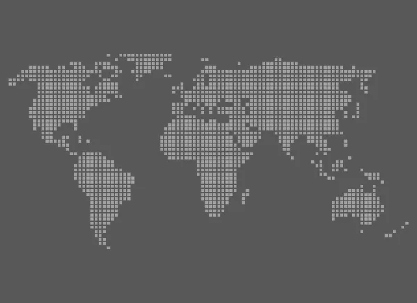 グレーと光のピクセルの世界地図グレー — ストック写真