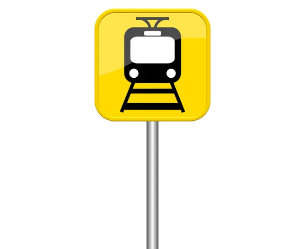 Sarı işareti simgesiyle gösterilen tren — Stok fotoğraf