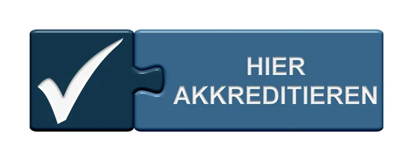 Puzzel knop accreditatie hier in Duits — Stockfoto