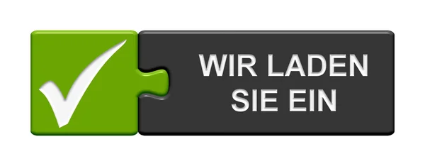 Zagadka przycisk zaproszenie w języku niemieckim — Zdjęcie stockowe