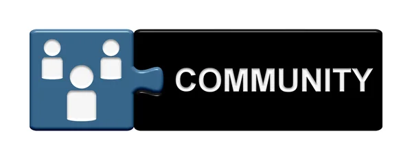 Puzzle-Knopf Balck und blaue Community — Stockfoto