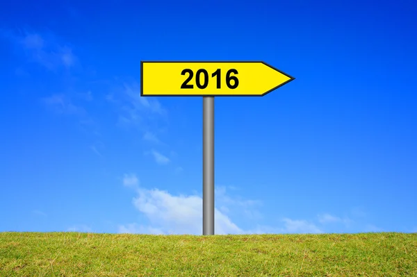 Signpost showing year 2016 — Stock Photo, Image