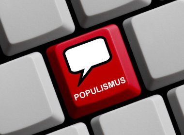 Almanca populizmi gösteren konuşma baloncuklu 3d resim çizimi