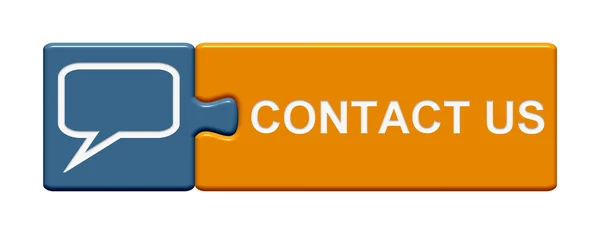 Puzzle Button showing contact us — Stock Photo, Image