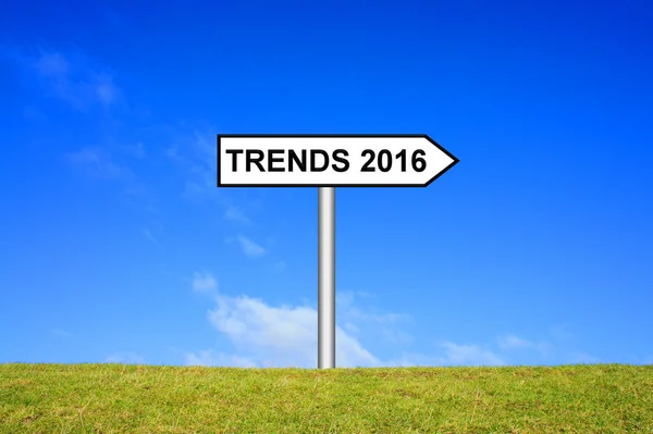 Znak pokazuje trendy w 2016 — Zdjęcie stockowe