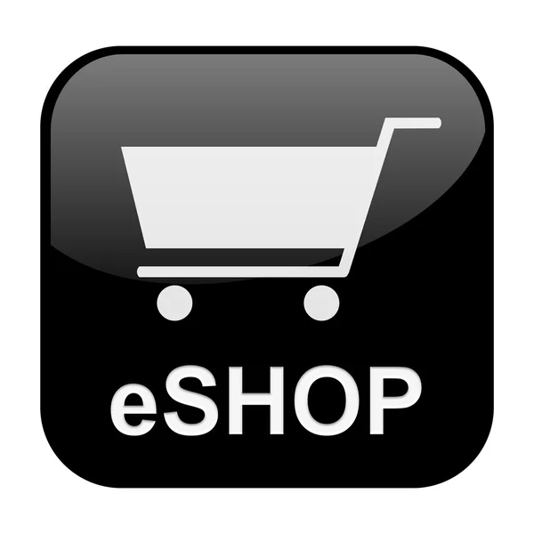 Geïsoleerde zwarte knop eshop — Stockfoto