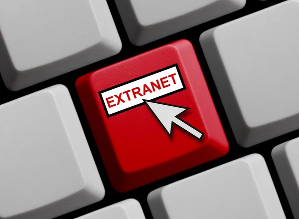 Extranet online - rote Computertastatur — Stockbild Extranet online — Stockfoto