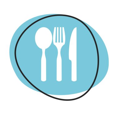 Beyaz simgeli mavi web düğmesi: Restoran