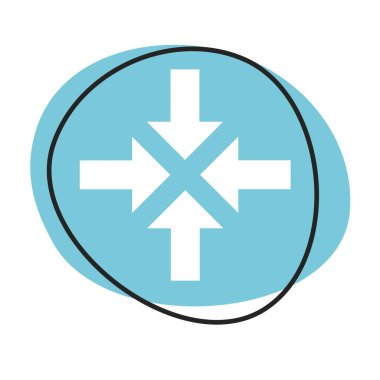 Beyaz simgeli mavi ağ düğmesi: Ortaya doğru oklar