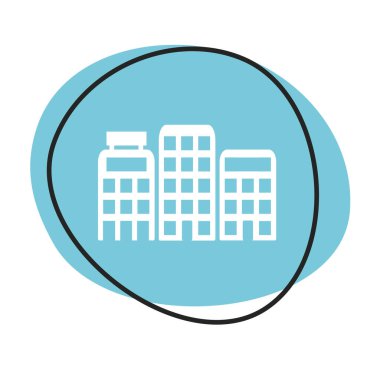 Beyaz simgeli mavi ağ düğmesi: Daire Binası