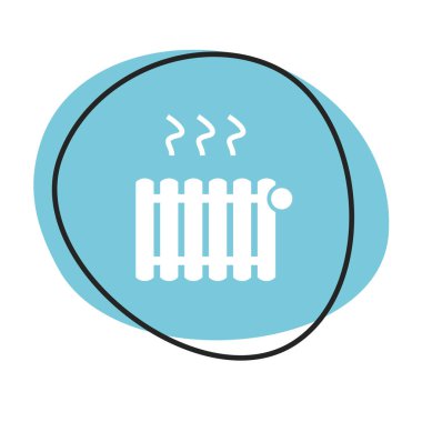 Beyaz simgeli mavi ağ düğmesi: Isıtma