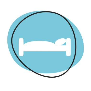 Beyaz simgeli mavi ağ düğmesi: Yatak simgesi