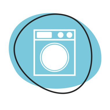 Beyaz simgeli mavi ağ düğmesi: Çamaşır Makinesi