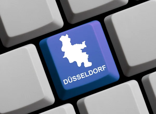 Számítógép billentyűzet - német város Düsseldorf körvonalát — Stock Fotó