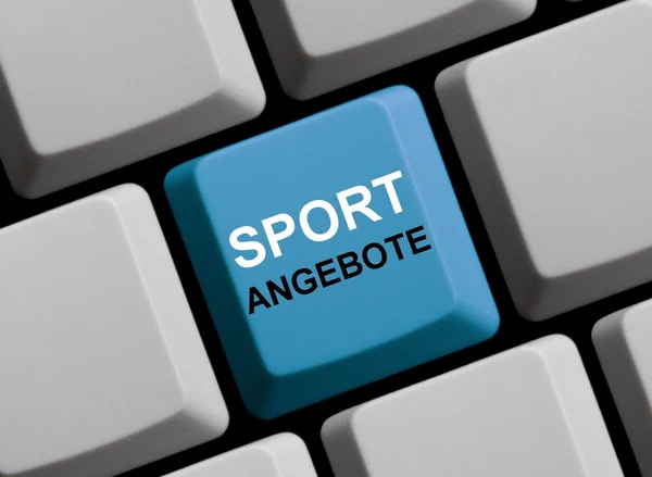 Blue Computer Keyboard: Sport facilities german — Stock Photo, Image