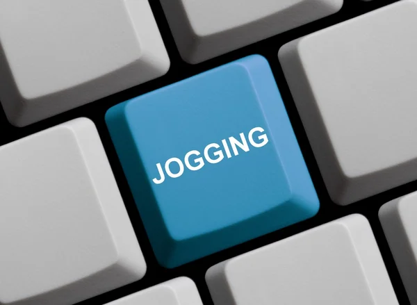 Blaue Computertastatur: Joggen — Stockfoto