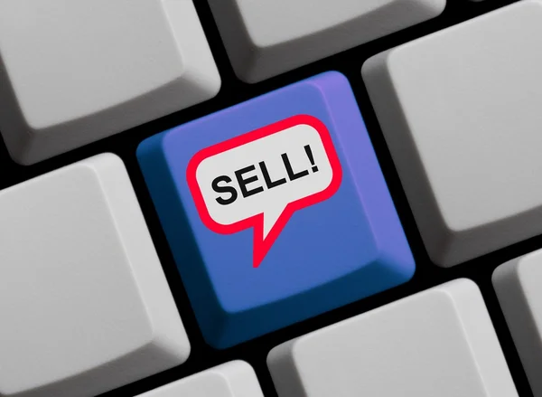 Клавиатура с речевым пузырём: Продам — стоковое фото